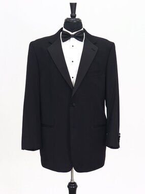 Joseph Abboud 42R Black Blazer Sport Coat Tuxedo Jacket 2-Button Solid Y971
